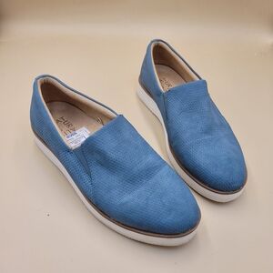 Naturalizer Shoes Womens 7 W Zophie Slip On Sneaker BLUE Suede Loafer Perforated